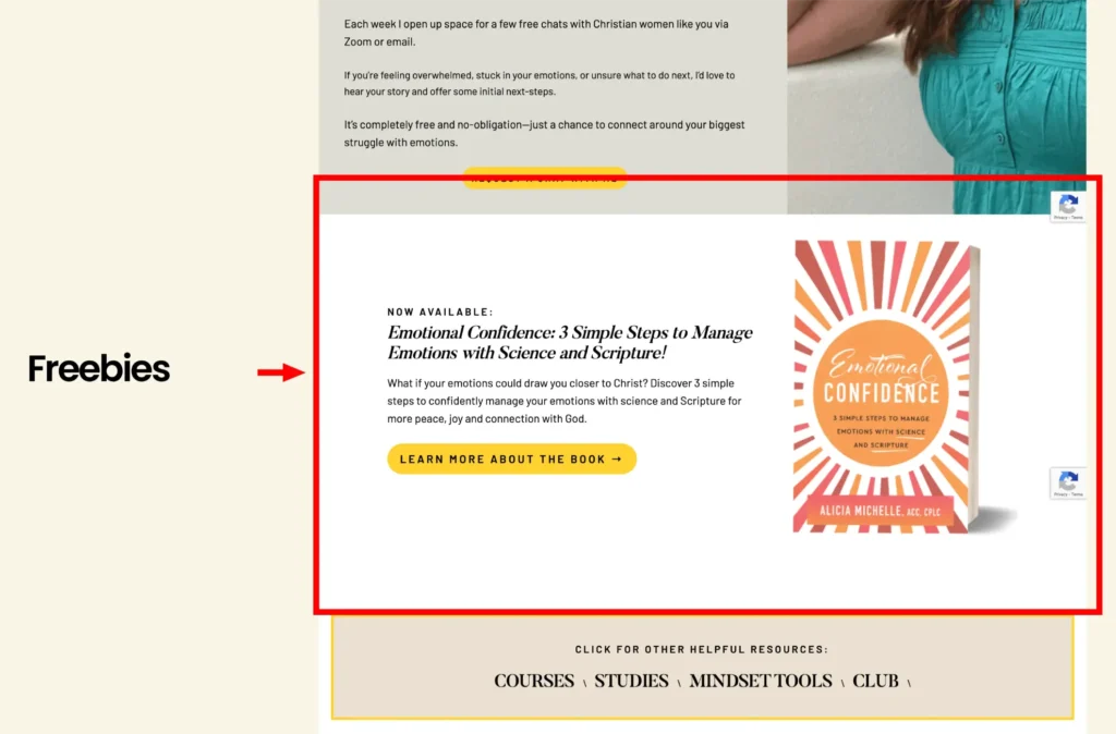 coach website lead magnet section