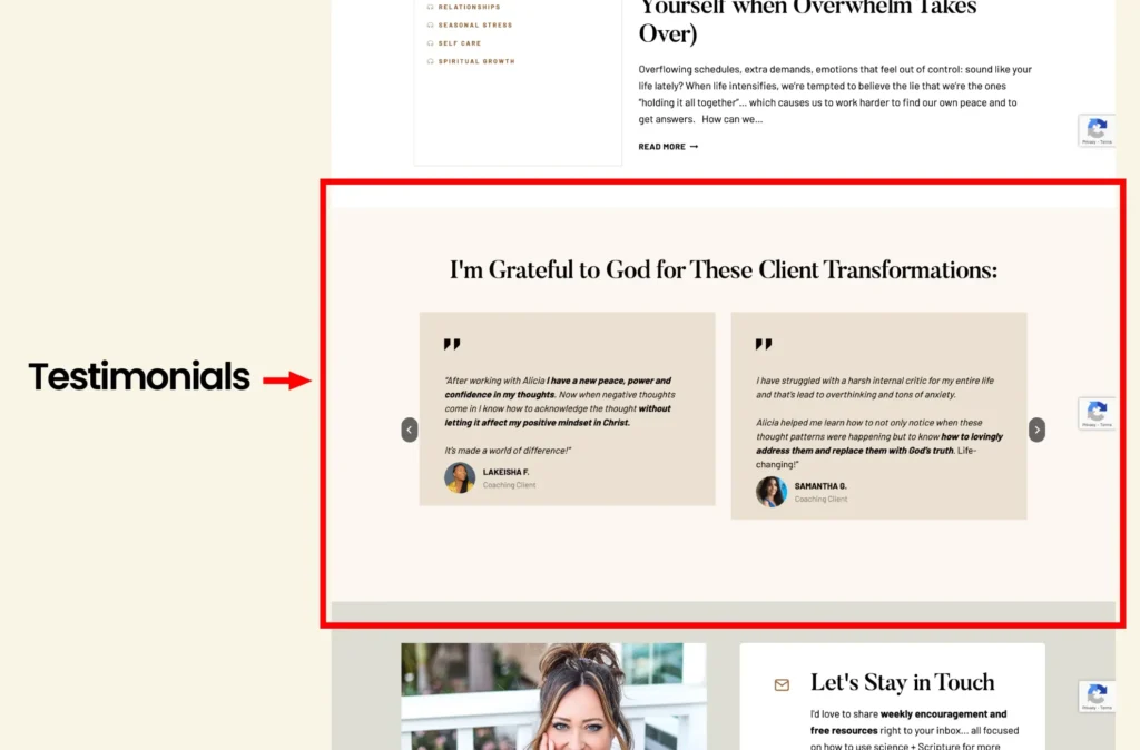 coach website review section